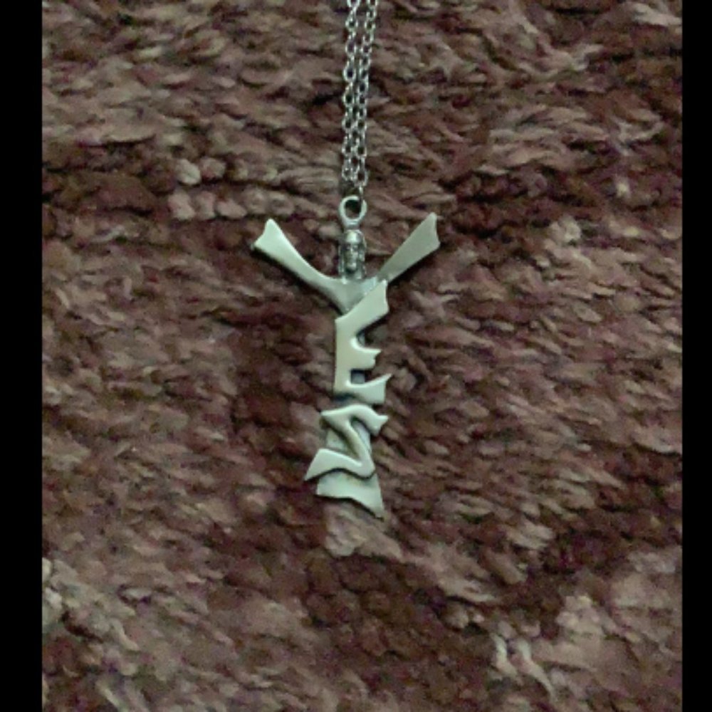 “He is Risen” Christ Silvertone Metal Necklace